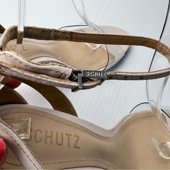 Schutz Womens neutral May Ankle Strap Open Toe Heels Womens Size 7.5 - Picture 12 of 16